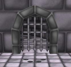 The gate entrance to the D.O.P.R. fight (pre v1.3.0)