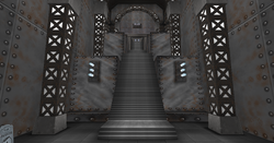 Staircase leading to the Multislacker's battle sigil