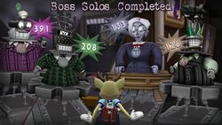 An image of how many solo defeats were completed for each C.O.G.S. Boss as of July 22, 2022