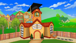 The Toontown School House and basement entrance