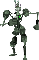 Render of a thin executive Cashbot Skelecog