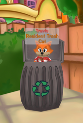 Travis with the "Resident Trash Cat" title