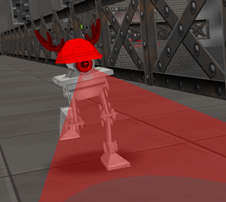 A Goon during Toonsmas with a red helmet and red beam