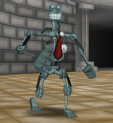 An Executive Boardbot Skelecog