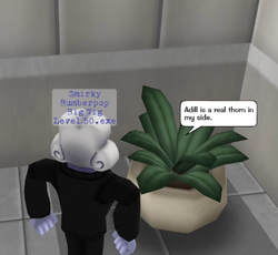 A Cog interacting with a plant