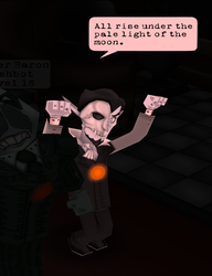 Count Erclaim glowing as he uses the cheat Rise from the Scrap