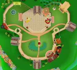 A top down view of Toontown Central
