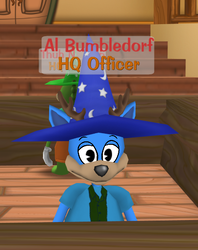 Al Bumbledorf wearing a Blue Wizard Hat