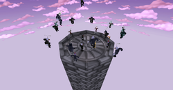 A large amount of Cogs flying around due to Mob Mentality
