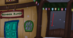 The location of the hidden Present, behind the Reindeer Ranch as part of the task