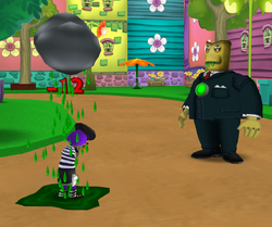 A Toon getting attacked by Acid Rain