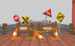 Construction signs blocking off the Pier in v1.2.9