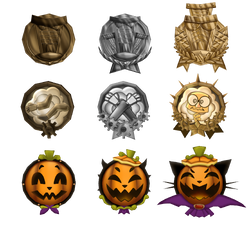 Each of the nine available badges
