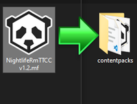 Place the content pack .mf file in the folder