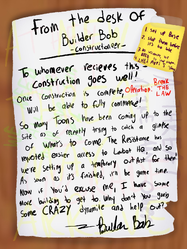 Builder Bob letter leading up to the Break The Law event