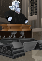 The Chief Justice wearing a black robe rather than his blue one